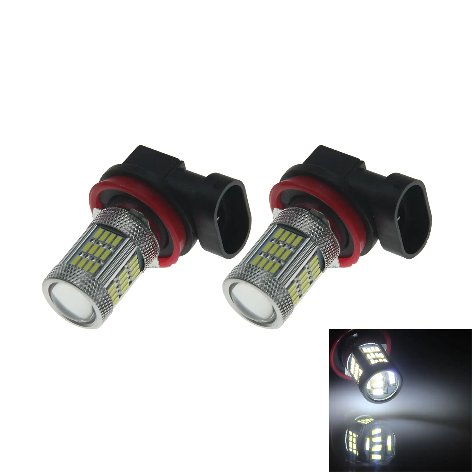 2x White RV H11 Exterior Blub Rear Lamp 54 Emitters 4014 SMD LED PGJ19-7 Z20144