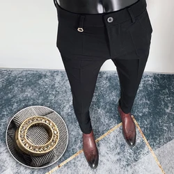 2023 Men British High Waist Straight Pants Men Social Trousers Pant Italian Mens Formal Pant Pantalones Hombre Dress Ankle Pants