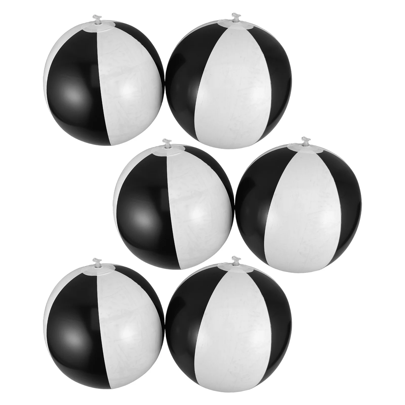 6 قطعة 36 سنتيمتر أسود أبيض كرة شاطئ قابلة للنفخ خفيفة الوزن تفجير الاطفال بركة اللعب العائمة الصيف في الهواء الطلق الفناء الخلفي بحيرة الشاطئ الطرف