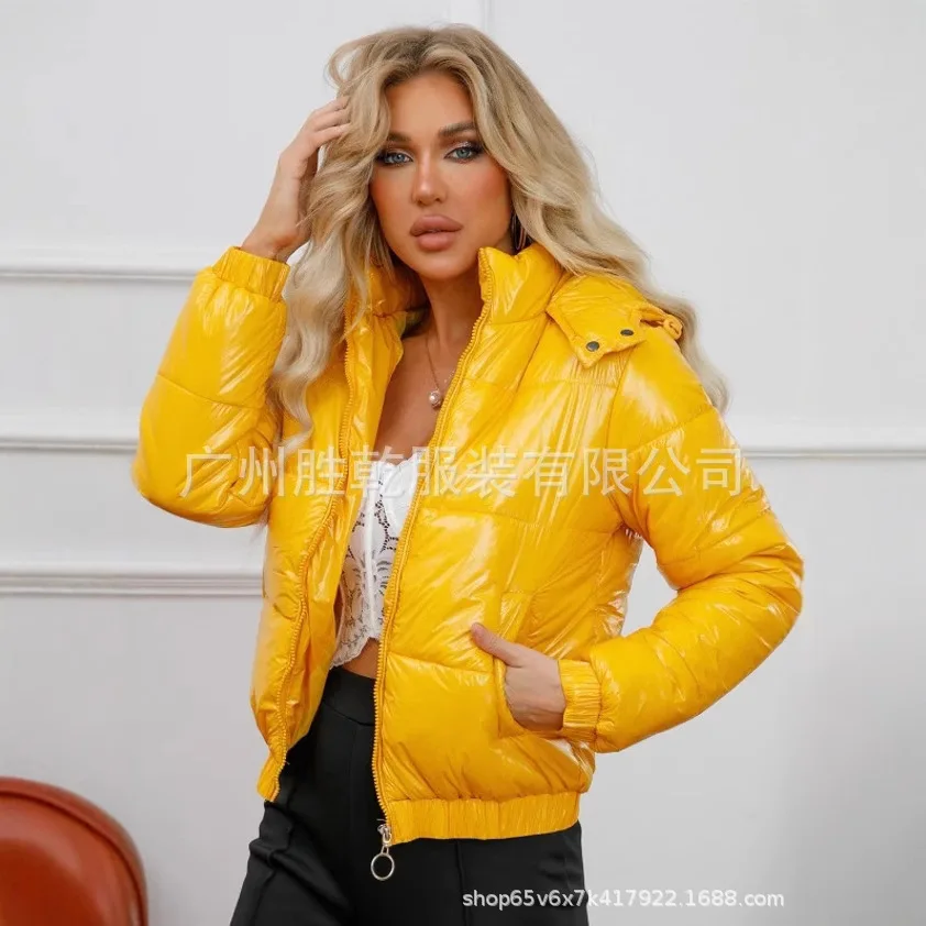 

Новое осенне-зимнее хлопковое пальто с капюшоном, водостойкая модная глянцевая хлопковая куртка с длинными рукавами 20d покрытия для женщин