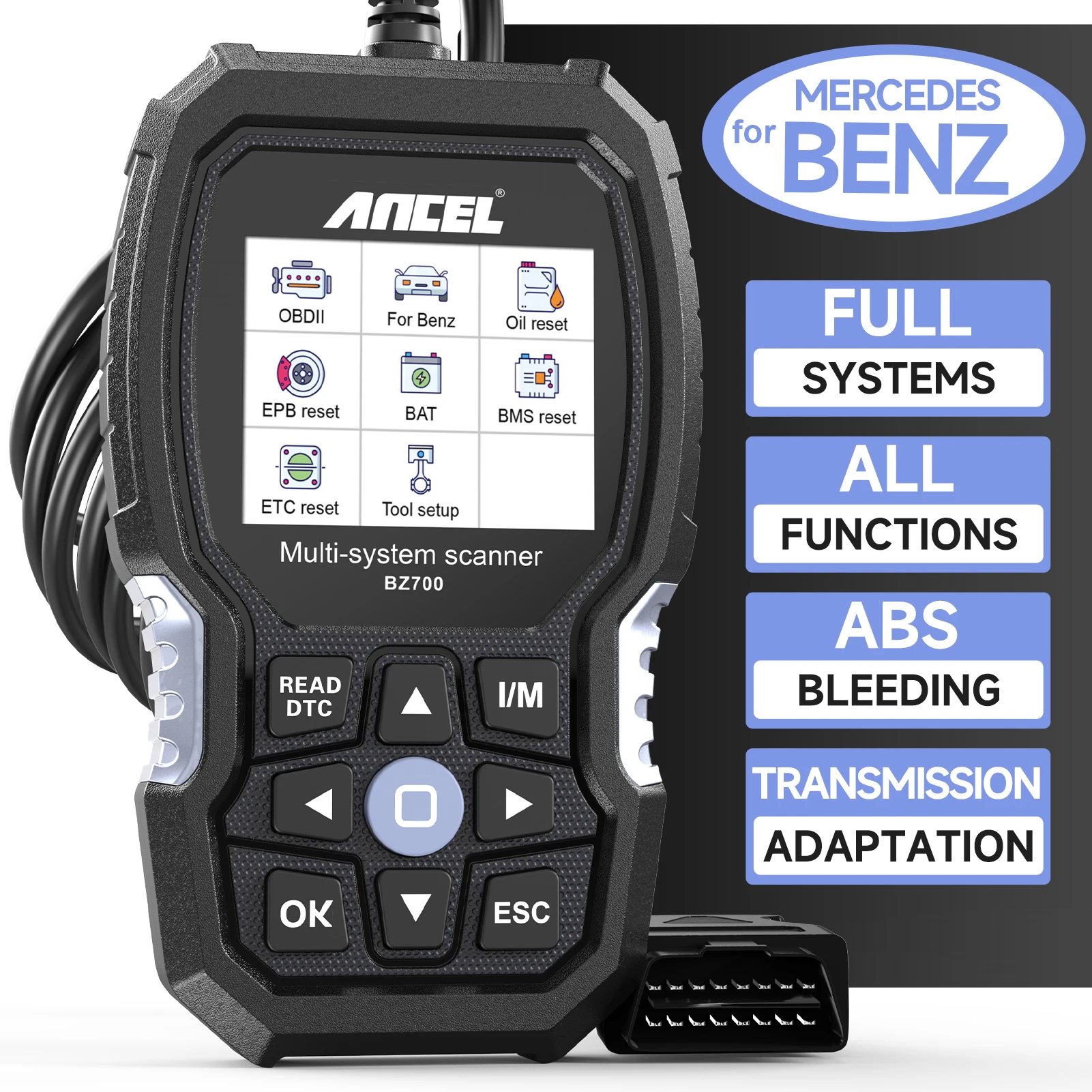 ANCEL BZ700 OBD2 Kfz-Scanner für Mercedes Benz Sprinter Smart All System ABS SRS SAS Öl-Reset Diesel-Autodiagnosetool