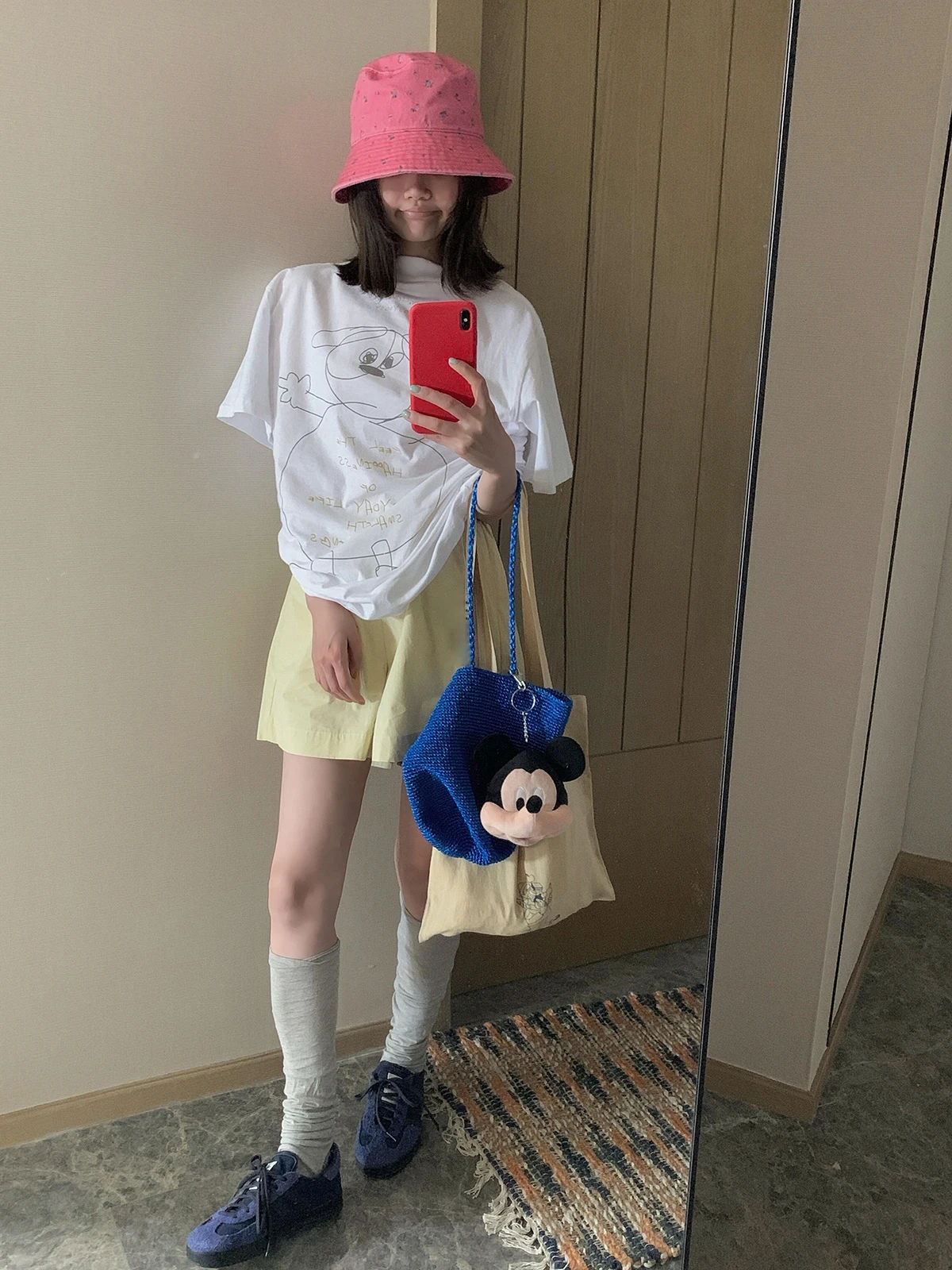 Sakura Maudo Hand-Drawn Cartoon Print Short Sleeve T-Shirt Casual Loose Versatile Slimming Lightweight Summer Top for Women