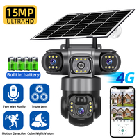 15MP Triple Lens 4G Camera Solar Power Outdoor Waterproof PIR Humanoid Detection Security Video Monitor Surveillance V380 Pro