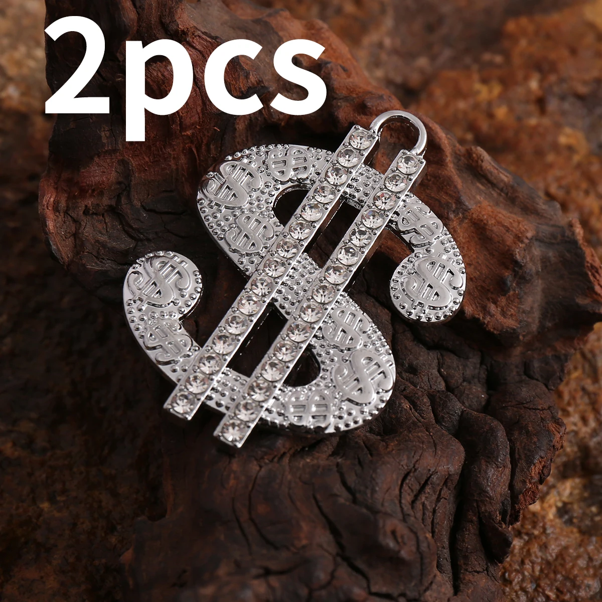 2-Piece Set of Niche Street-Style Handmade Accessories, Three-Dimensional Full Diamond Symbol-Shaped Pendant Accessories, Suitable for DIY Bracelets, Necklaces, Earrings, and Pendants, Basic Materials for Niche DIY Jewelry