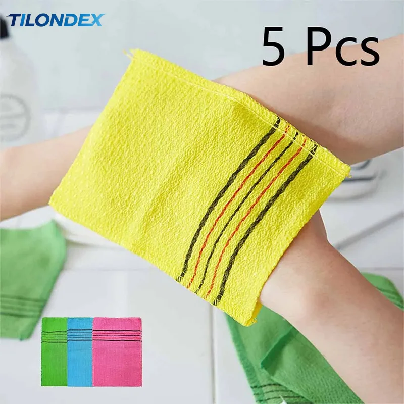 TILONDEX Exfoliating Bath Pad Towels Set Korean Italy Asian Exfoliating Bath Washcloth Body Scrub Shower Soft Polyester Cotton