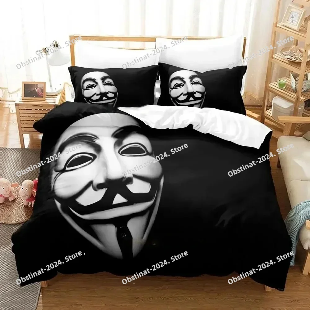 

Personality Technology Anonymous Bedding Set Duvet Cover Bed Set Quilt Cover Pillowcase Comforter king Queen Size Boys Adult