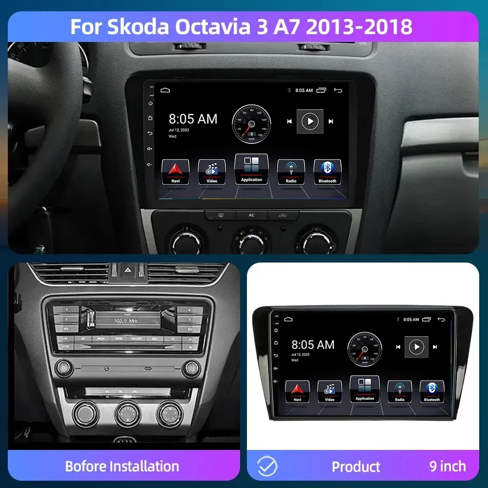 

8GB+128GB Carplay Radio For SKODA Octavia 3 A7 2013-2018 Car stereo Multimedia Player Android Auto GPS navigation 2DIN NO DVD