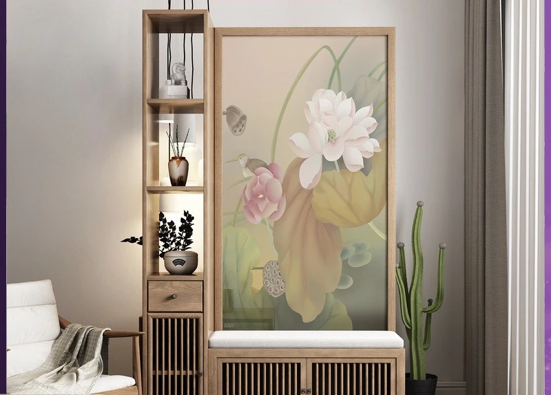 Screen partition, living room entrance door blocking, porch cabinet rack decoration, Chinese modern home