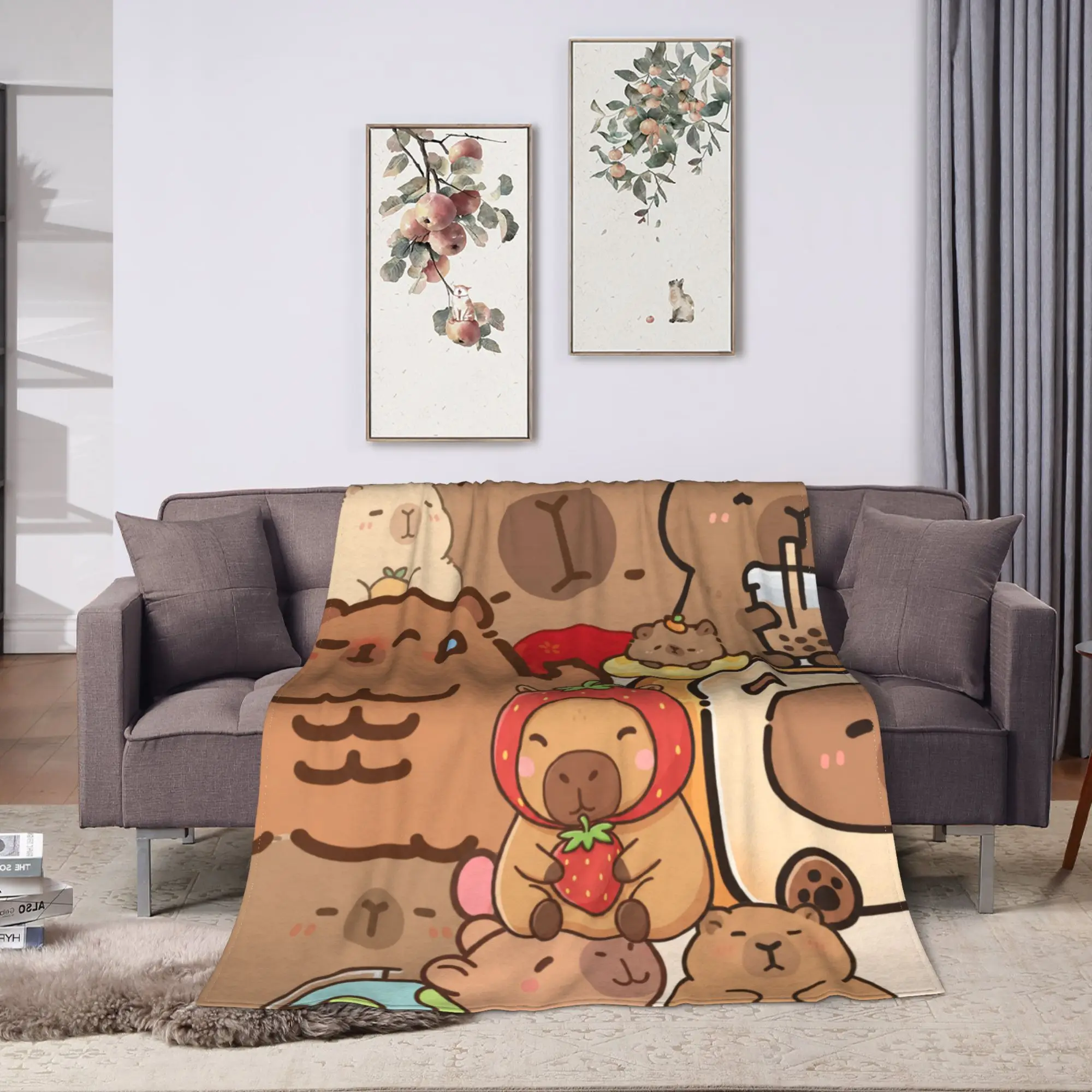 Capybara Stack Group Cute Blanket Quality Warm Soft  Throw Blanket Winter Picnic Couch Chair Sofa Bed Street Trend Bedspread