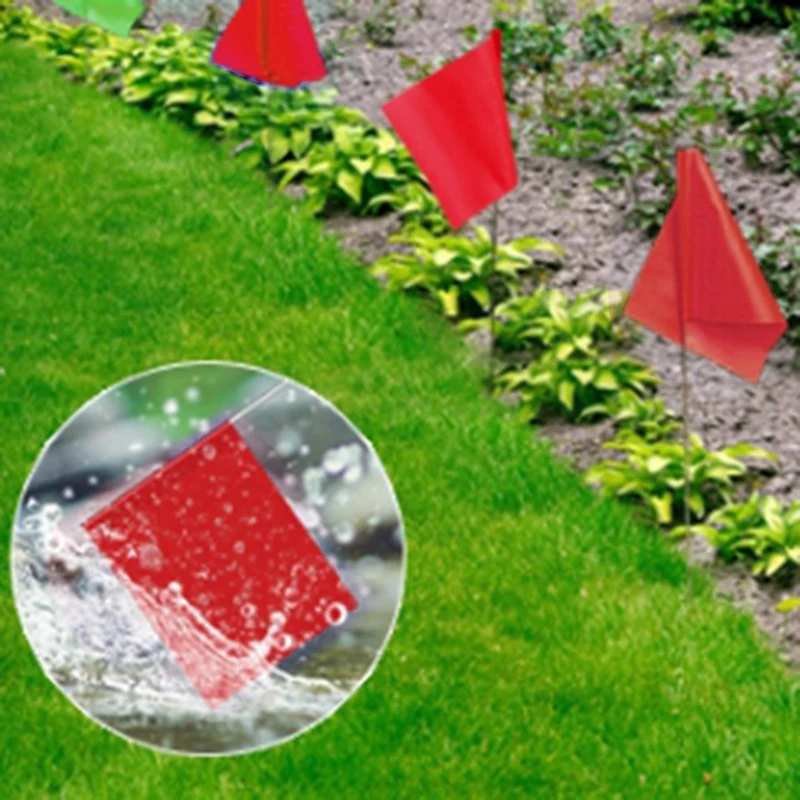 20Pcs Red Marking Flags For Lawn, Lawn Marking Landscape Flags, Yard Watering Flags, Non-Stick Irrigation Flags