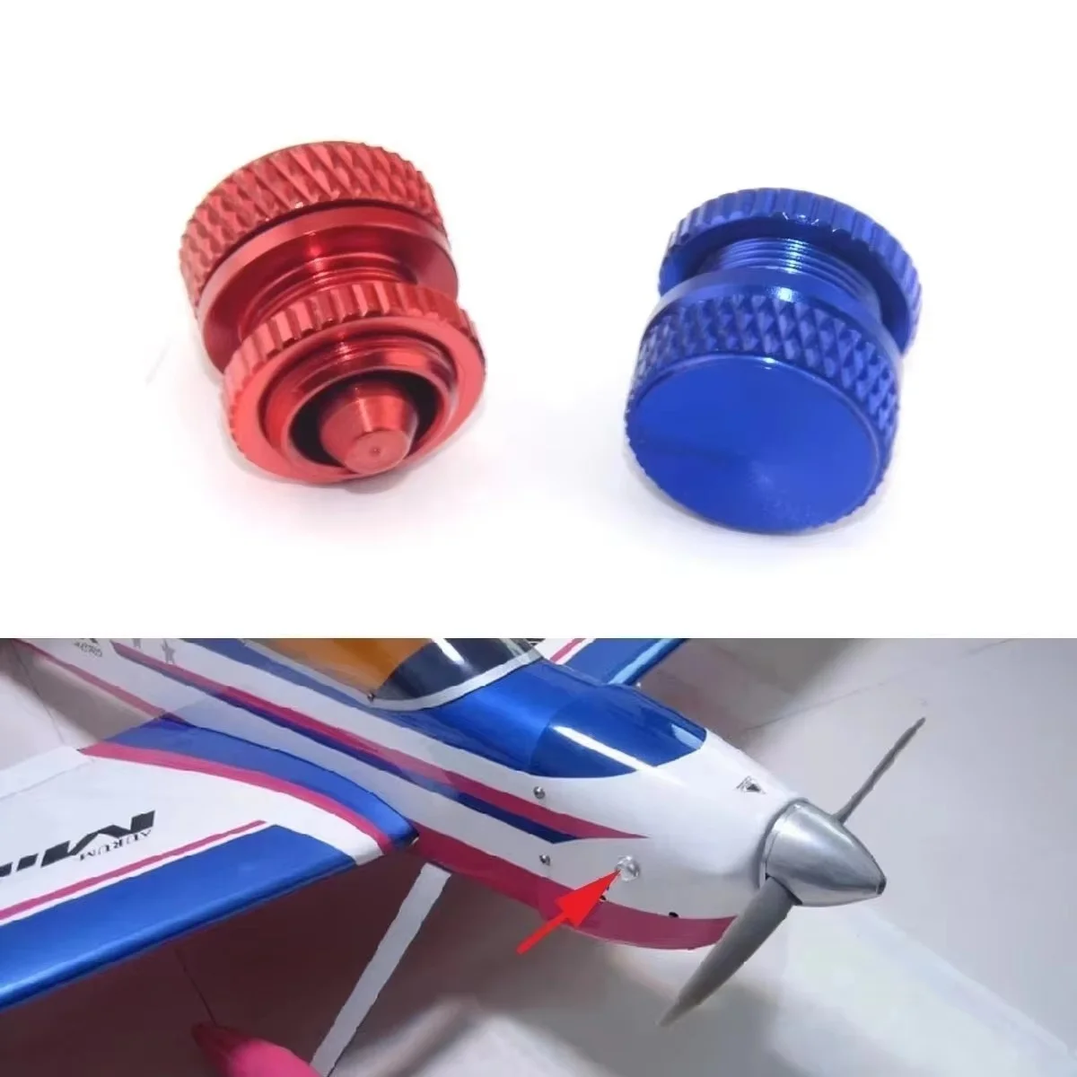 CNC Alloy Fuel Line Cap,Spot Fill Port, CNC Alloy Fuel Filler Dot Plug Pipe Port for RC Aircraft Smoking System Fuel Gas Airplan