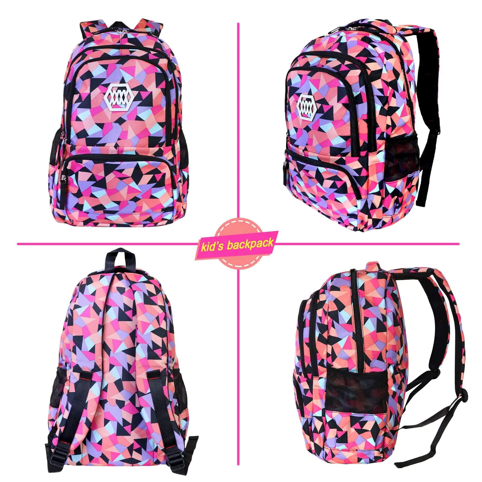 Mochila infantil con estampado geométrico para niños y niñas, mochilas de escuela media, mochilas de escuela primaria, viajes, Camping, mochila informal