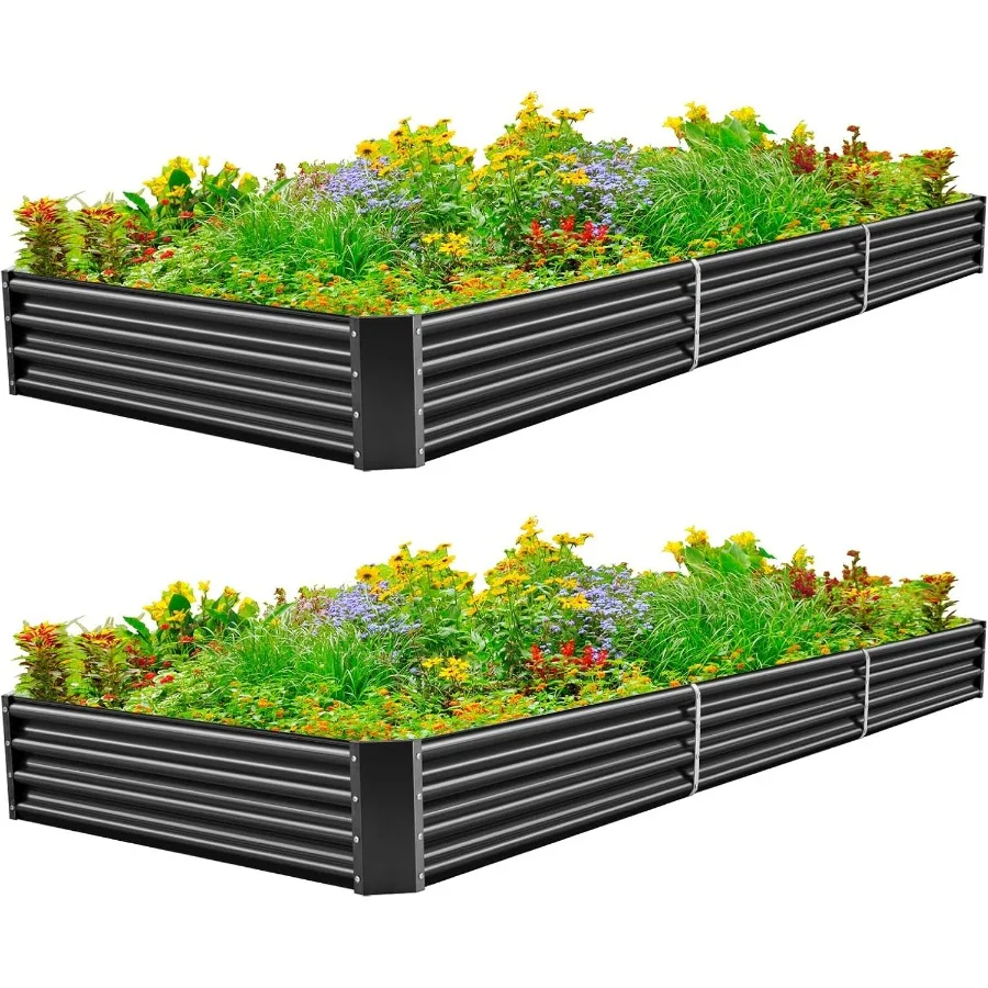 

12×4×1ft Galvanized Raised Garden Bed Kit for Vegetables 2 Pack Galvanized Super Large Metal Planter Raised Garden Boxes Outdoo