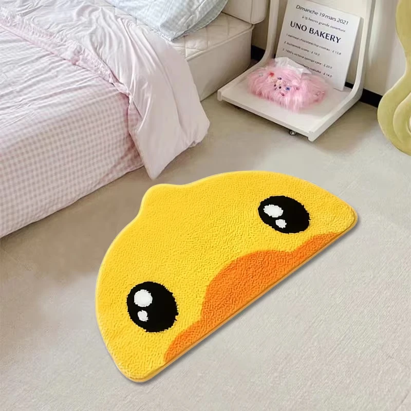 VIKAMA Cartoon Yellow Duck Carpet Shaped Rug Cute Doormat Welcome Mat Rug For Bedroom Carpet For Live Room Bathroom Mat Home Dec