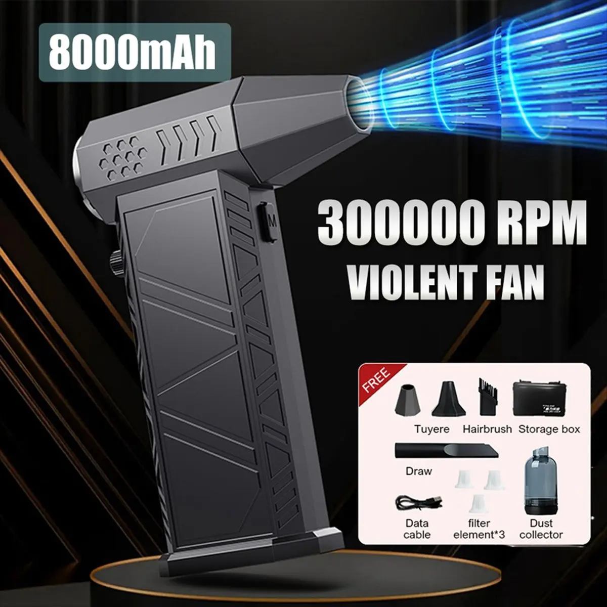 AA97 Ventilatore 300000 giri/min Potente ventilatore d'aria Motore brushless Turbo Ventilatore 8000mAh Souffleur Air Puissant Ventilatore per auto