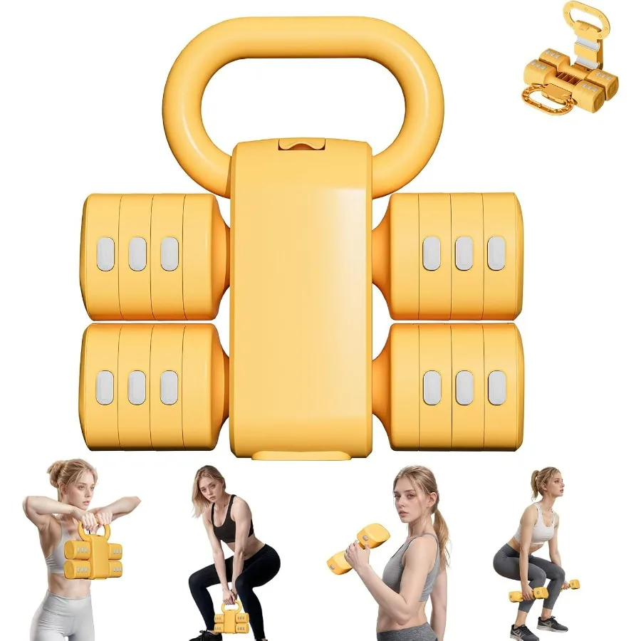 

Регулируемый набор гир, наборы гирлянд 4-в-1 со свободным весом (5,5 фунтов, 7,7 фунта, 9,9 фунта 12,1 фунта) для женщин, набор гантелей из 2 шт.