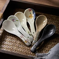 Bone China Spoon Dinnerware Service Ceramic Ladle Dinner Dipper Porcelain Utensil Scoop Tableware Household Kitchenware Supplies