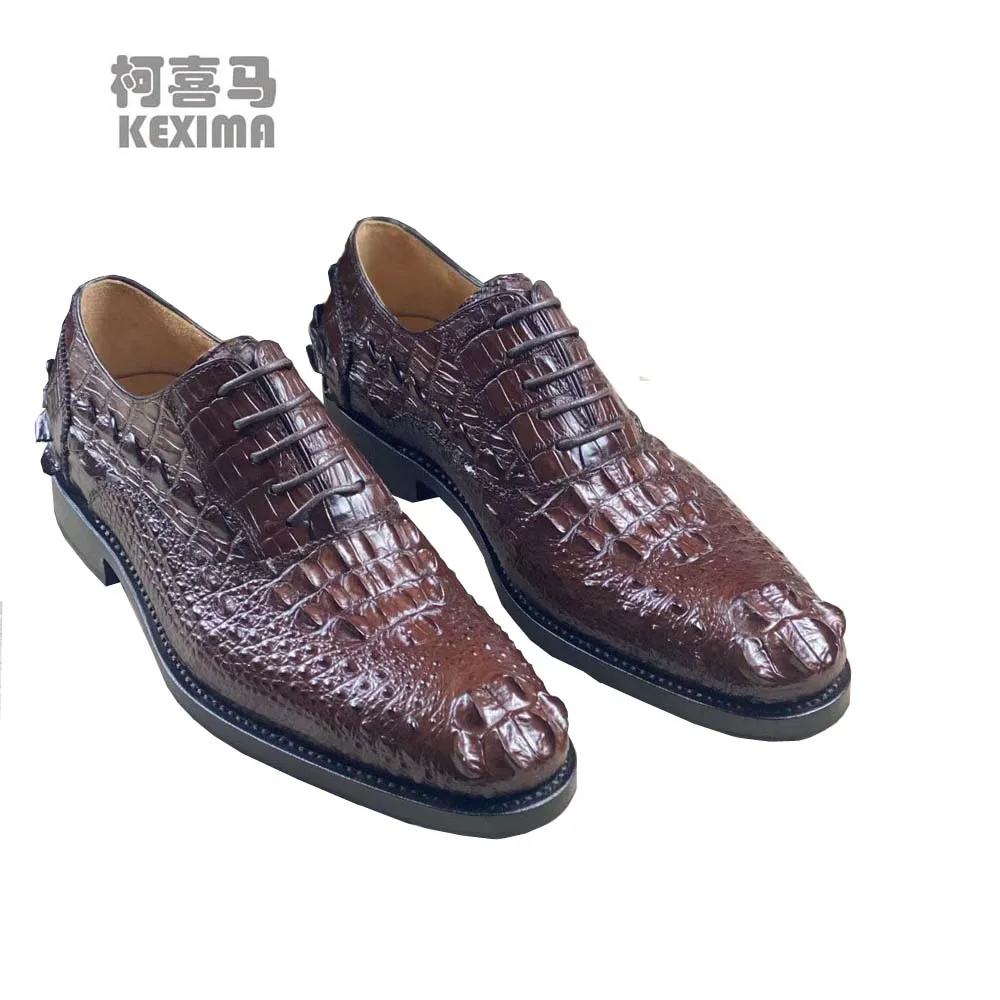 hulangzhishi men dress shoes male formal shoes men crocodile leather shoes  brown men crocodile shoes