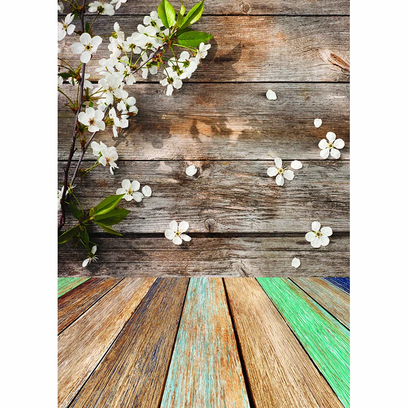 Flower and Wood Plank Photography Backdrops Props Wall Valentine's Day Vintage Photographic Background AA-10