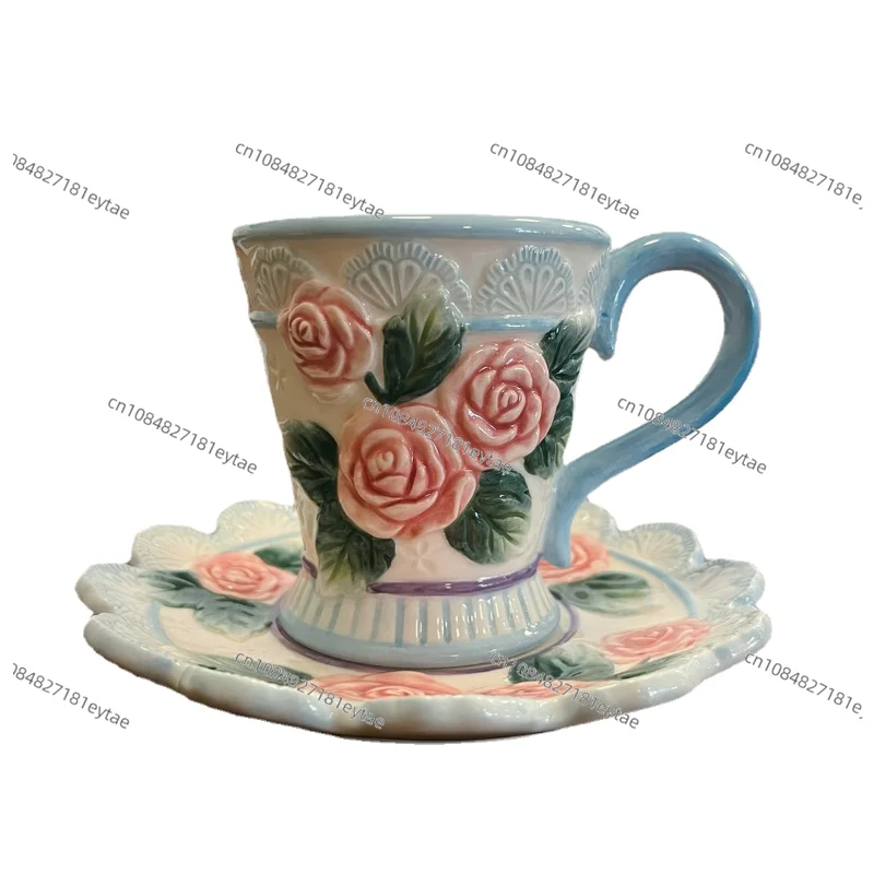 European Rose Garden style Teapot Tea Cup Creative Bear Coffee Cup and saucer Set Hand-painted ceramic afternoon tea coffee mug