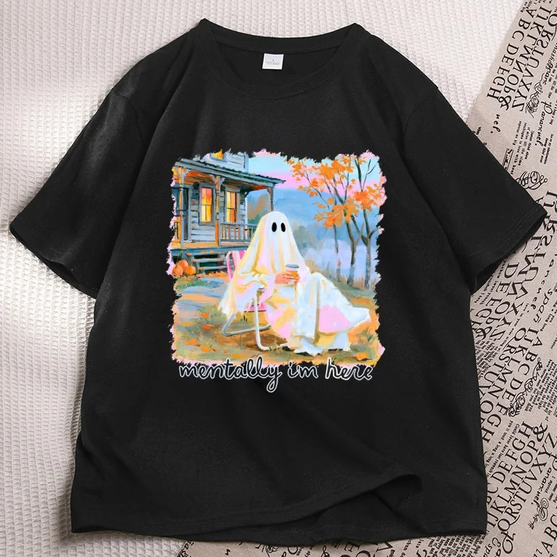 Summerween Ghost T Shirts Men Women Trendy Halloween Lover T-Shirt Design Funny Fall Printed Tshirts Unisex Cotton