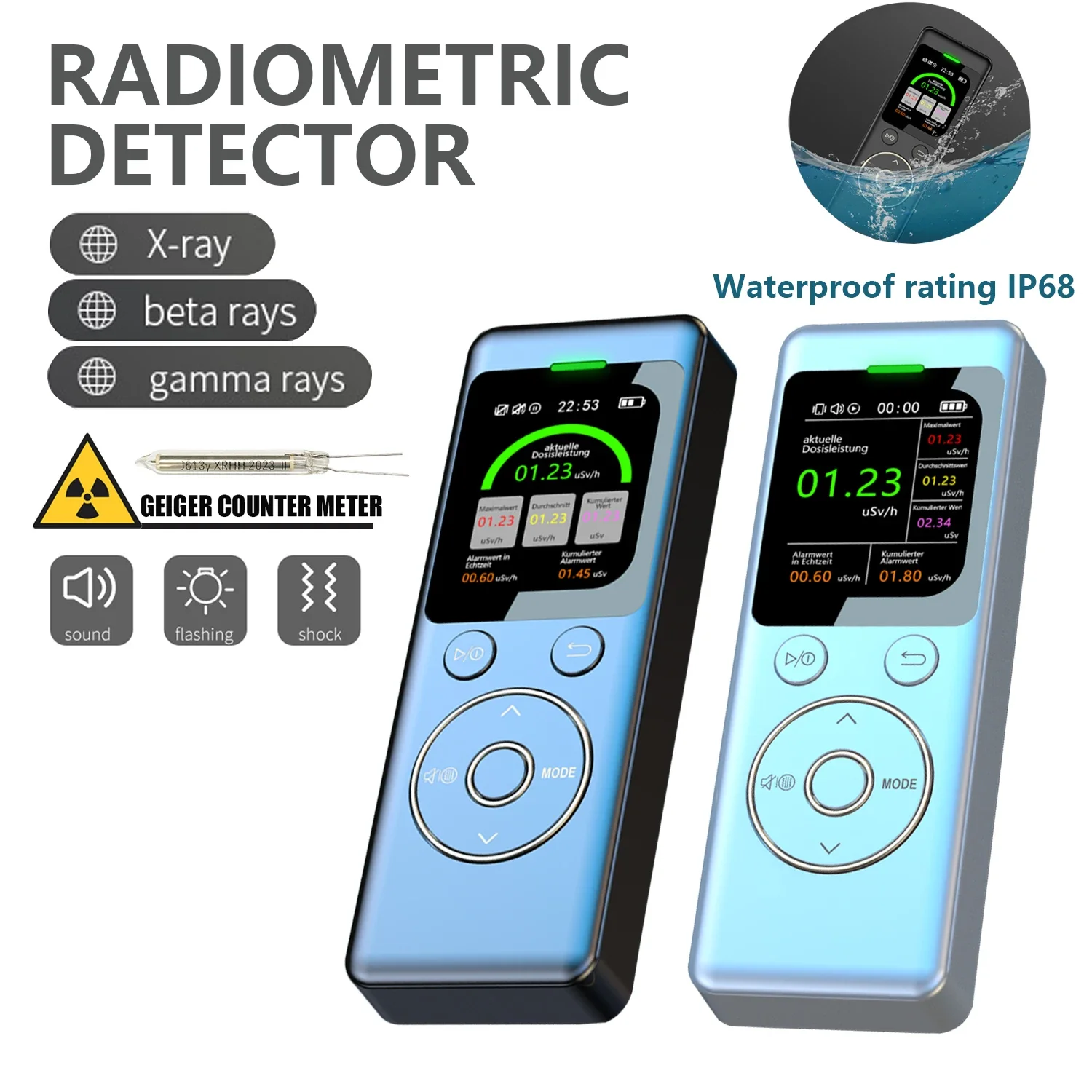 2024 NEW Waterproof Nuclear Radiation Detector Geiger counter High Precision X-ray Beta Gamma Radioactivity Tester Dosimeter