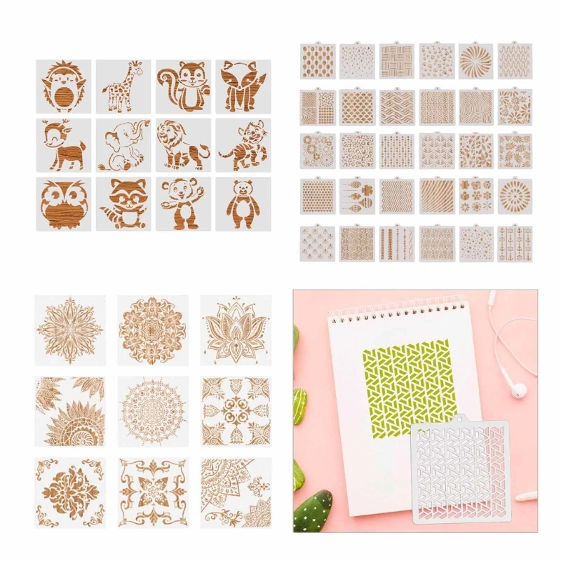 Hollow out Animal Painting Templates Mandala Stencils for DIY Fabric Wall-Decor Y3NC