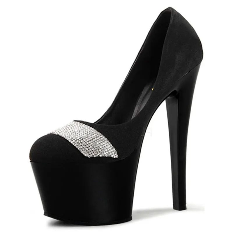 17 cm high heels, sequins decorative sexy stage catwalk show performance high single shoes
