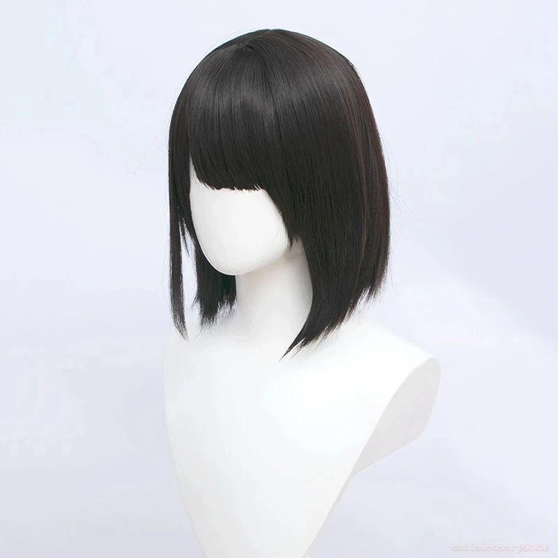 게임 SILENT HILL F 시미즈 히나코 코스프레 가발 여성 검은 머리 내열성 합성 가발 할로윈 파티 소품