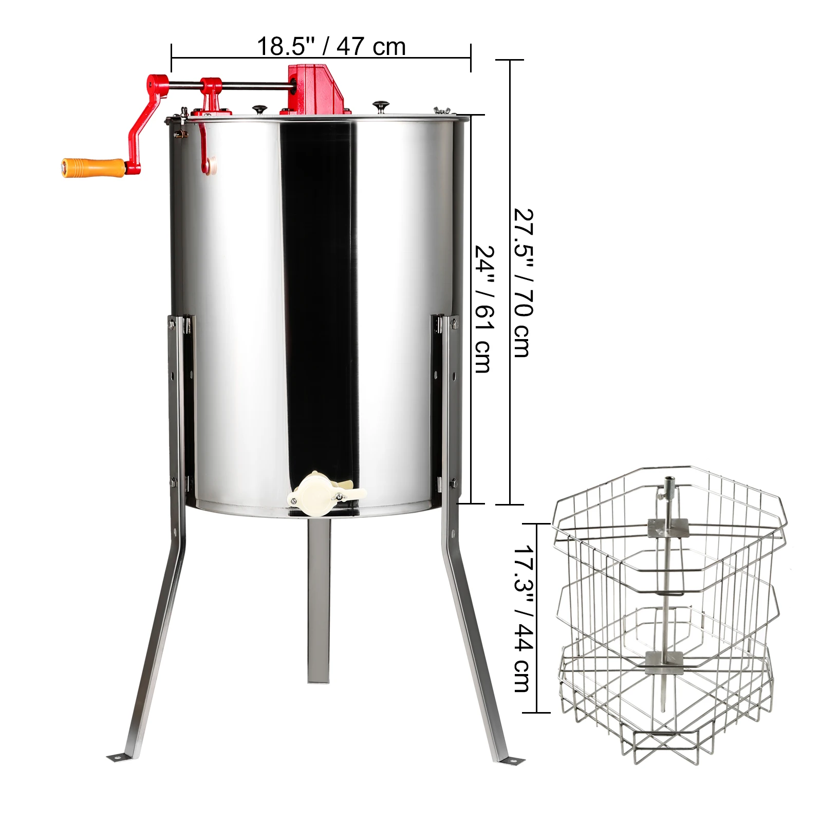 SucceBuy Honing Extractor 4/8 2/4 Frame Elektrische Rvs Honingraat Spinner Crank Honing Centrifuge Bijenteelt Apparatuur
