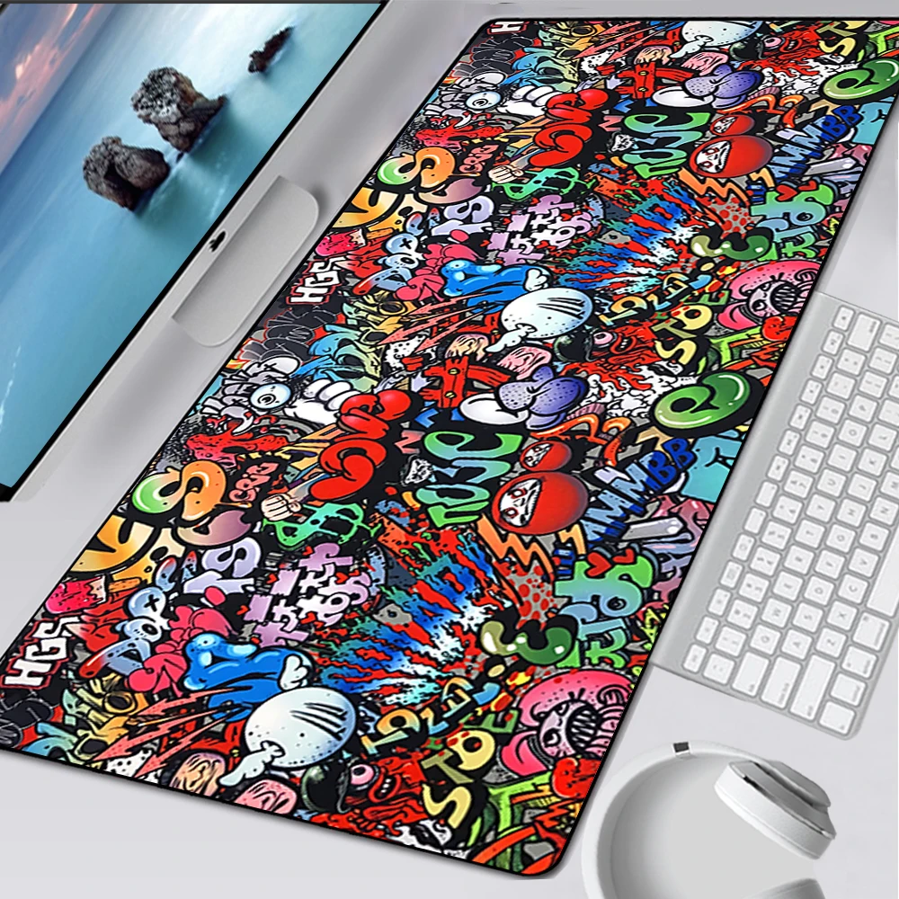 Graffiti Large Gaming Mouse Pad Computer Mousepad PC Gamer Mouse Mat Laptop Mausepad Silicone Mouse Carpet Keyboard Mat Desk Pad