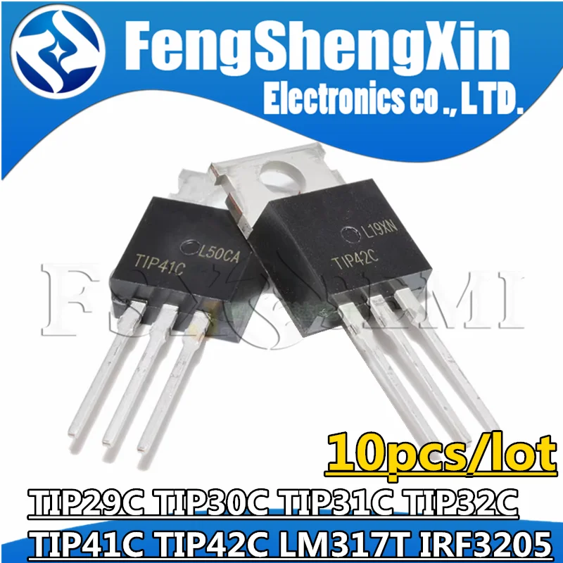 10pcs  TIP29C TIP30C TIP31C TIP32C TIP41C TIP42C LM317T IRF3205 Transistor TO-220 TO220 TIP31 TIP32 TIP41 TIP42 LM317 IRF3205PBF