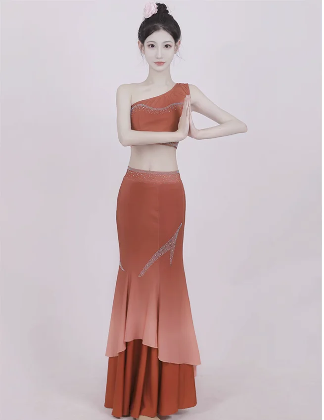 

Chinese Dai Dance Dress Female Adult Art Examination Fish Tail Skirt