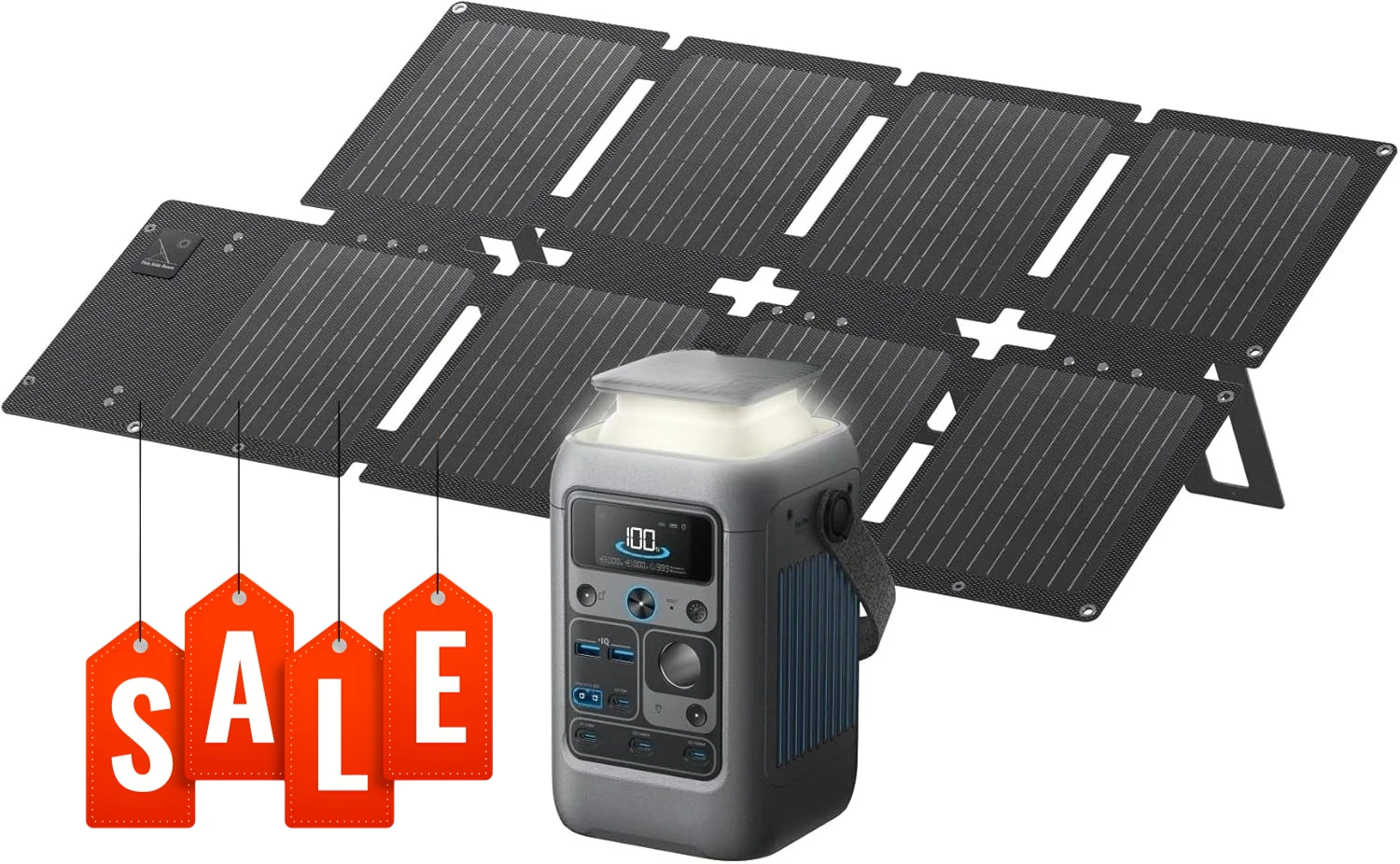 

C300 DC Power Bank Station and 60W Solar Panel, 288Wh Portable Power Station, LiFePO4 Battery, 300W Solar Generator