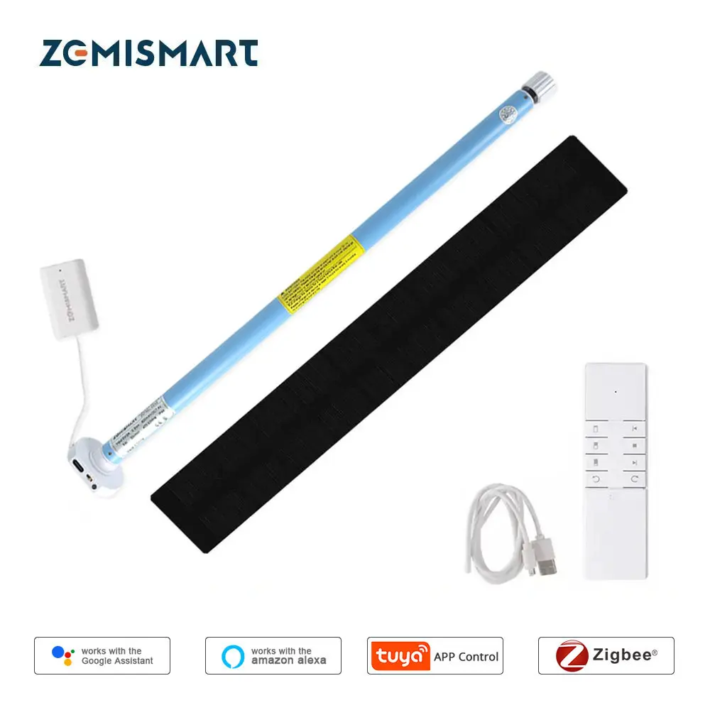 Zemismart Tuya Zigbee Roller Blinds Motor for 17mm 25mm 28mm Tube Built in Battery Alexa Google Home Electric Curtain Engine