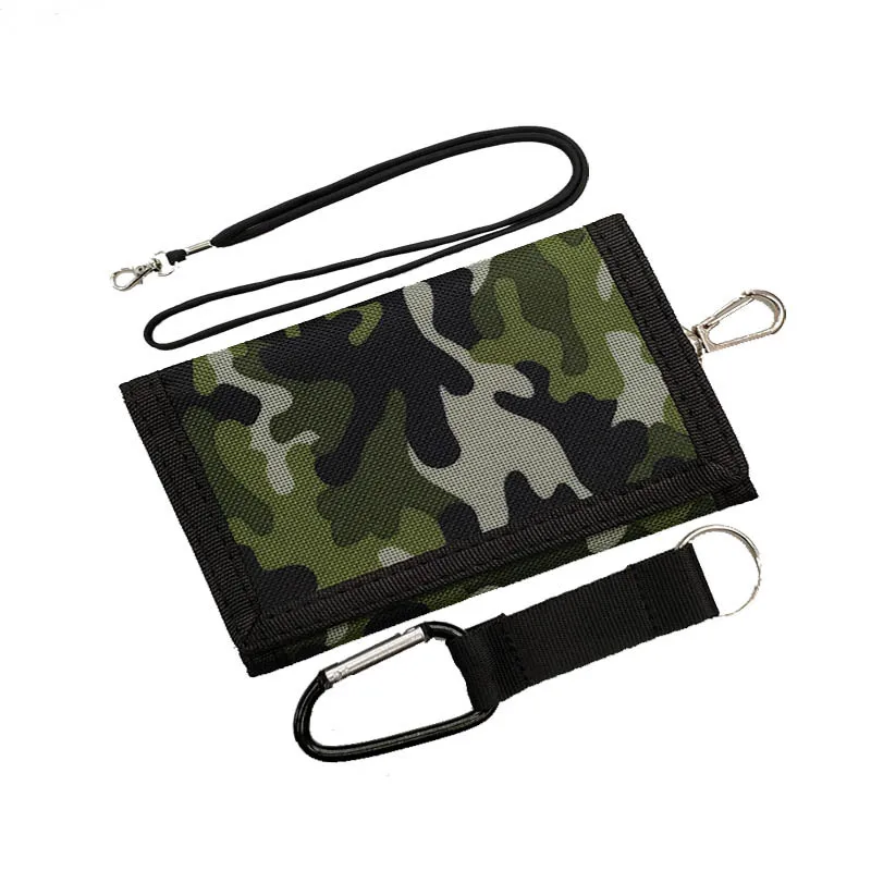 

3 Folding Camouflage Wallet with Keychain Rope Carabiner Cloth Money Amazon Keychain Zipper Money Bag