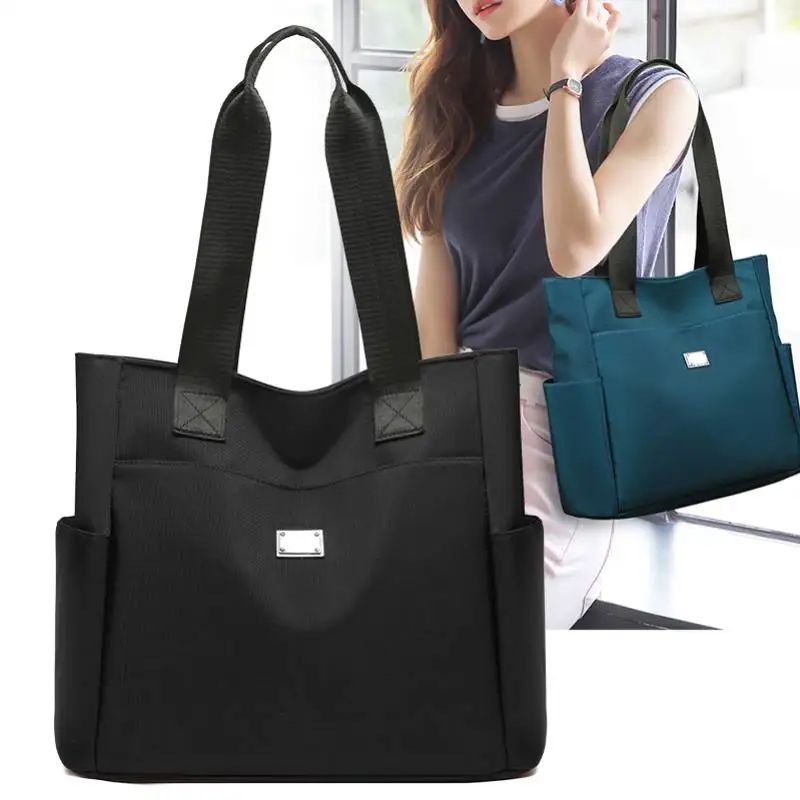 2025 New Oxford Cloth Tote Bag Simple Commuter Women's Bag Luxury Feel Canvas Handbag Shoulder Bag Soft Structure Pure Color
