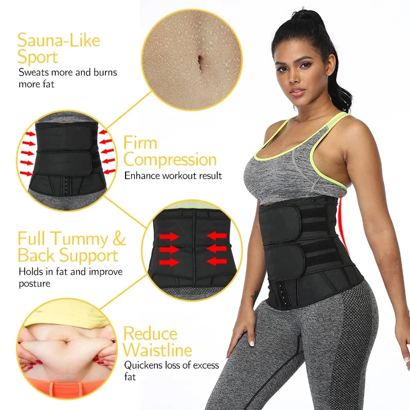 Boned Latex Waist Trainer Corsets for Women Weight Loss Body Trimmer Belt Slimming Shaper Workout Faja Compression Sweat Girdles