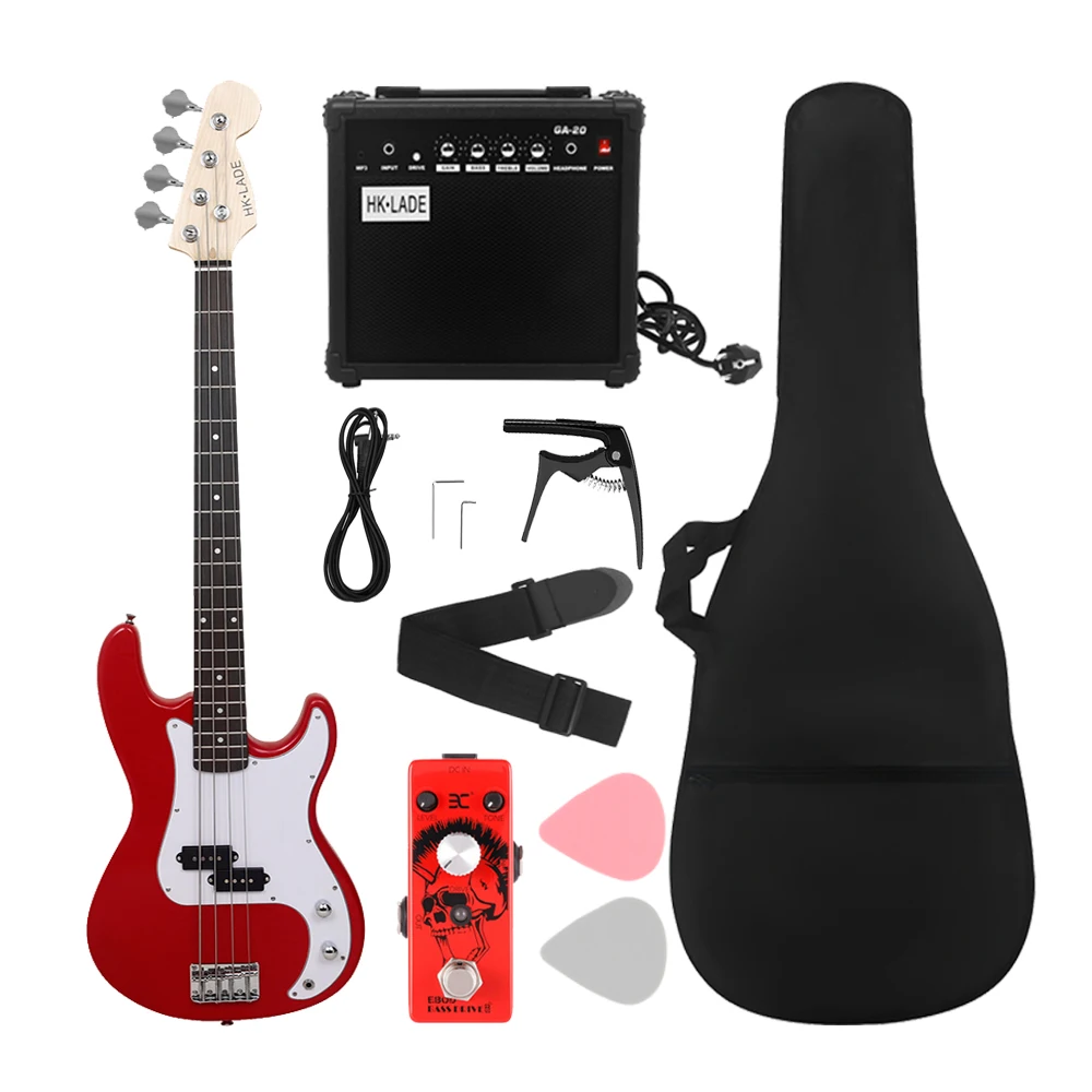 

HK·LADE 20 Frets Electric Bass Guitar 4 Strings Guitarra Maple Neck Body With Guitar Amp Bag Strap Picks Parts & Accessories