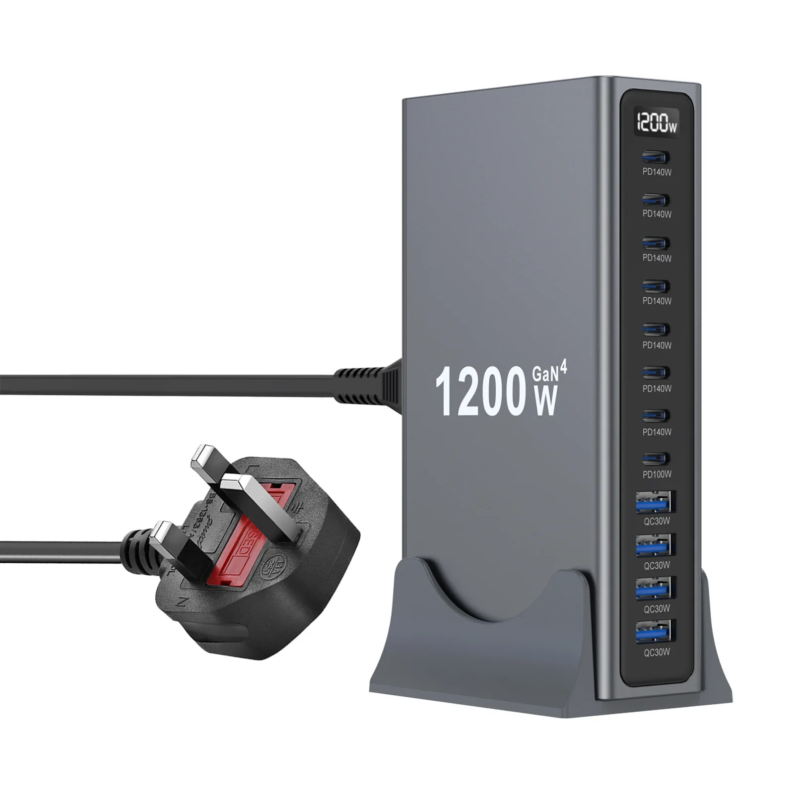 1200W GaN 12-poorts desktop snellader PD3.1 USB Type-C snellaadstation adapter voor mobiel & tablets multi-poort USB hub
