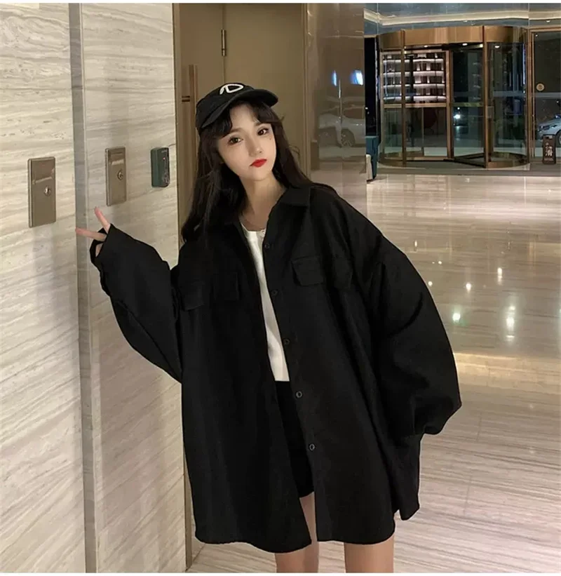 2023 Summer New Loose All-match American Gray Tooling Sunscreen Shirt Coat Women's Long-sleeved Blouse Solid Color Commuting X41