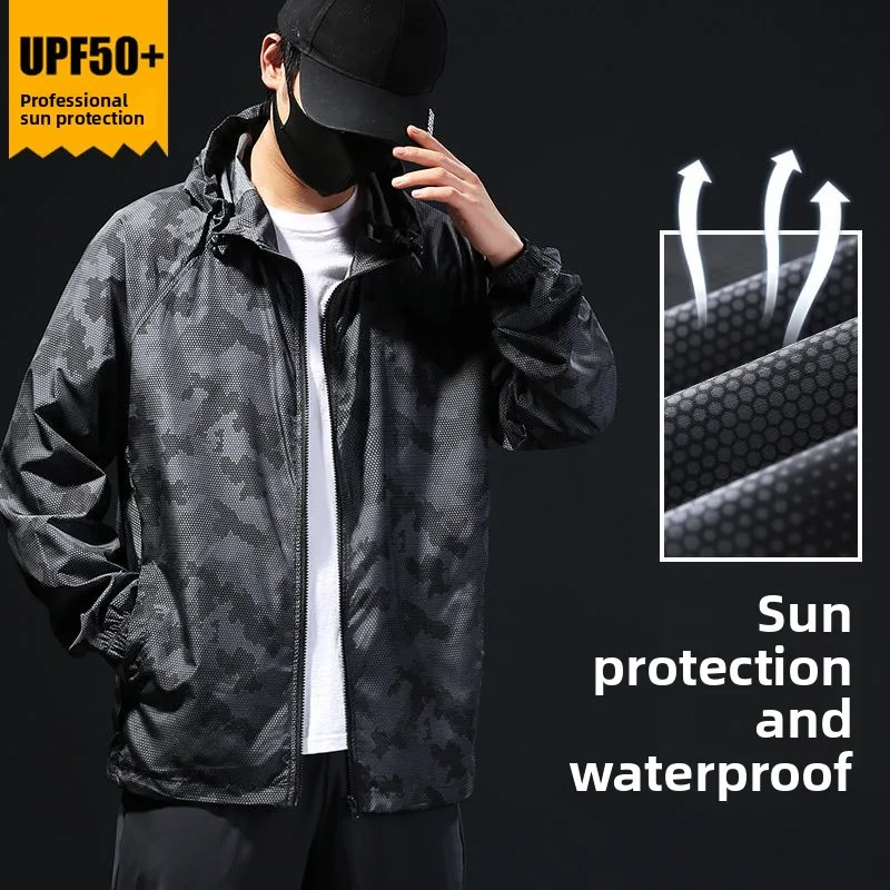 

Летняя мужская куртка из ледяного шелка с УФ-защитой, камуфляжная, свободного кроя, с длинными рукавами, молодежная, модная, из полиэстера