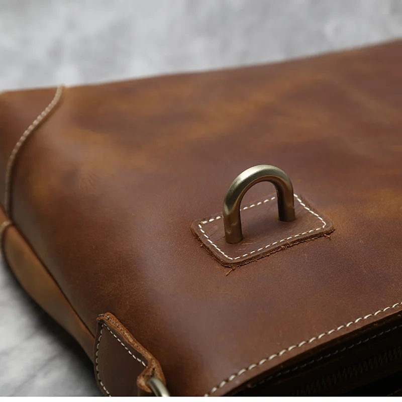 Retro Leder herren Handtasche Top Schicht Rindsleder Aktentasche Crazy Horse Leder Messenger Schulter Große Kapazität Computer Tasche NZPJ – Detail 13