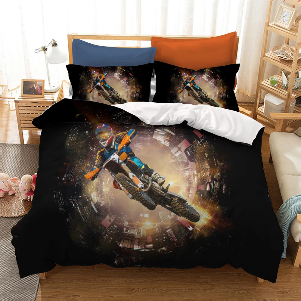 

100% High-quality Digital Printing Men Riding Bedding Quilt Set Cover King Queen Bed Set Comforter Bedding Sets Luxury Duvet Set
