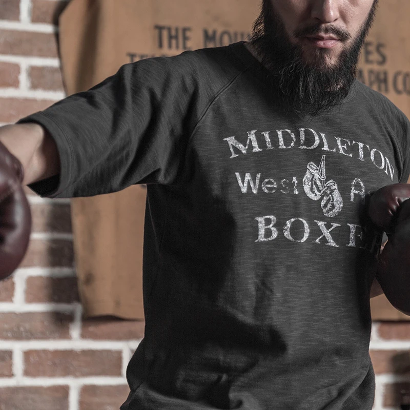 Rugged Bronson Men's Short Sleeve T-Shirt Heavyweight Bamboo Cotton Shoulder Sleeve Physical Training Fashion Urban Casual ro...