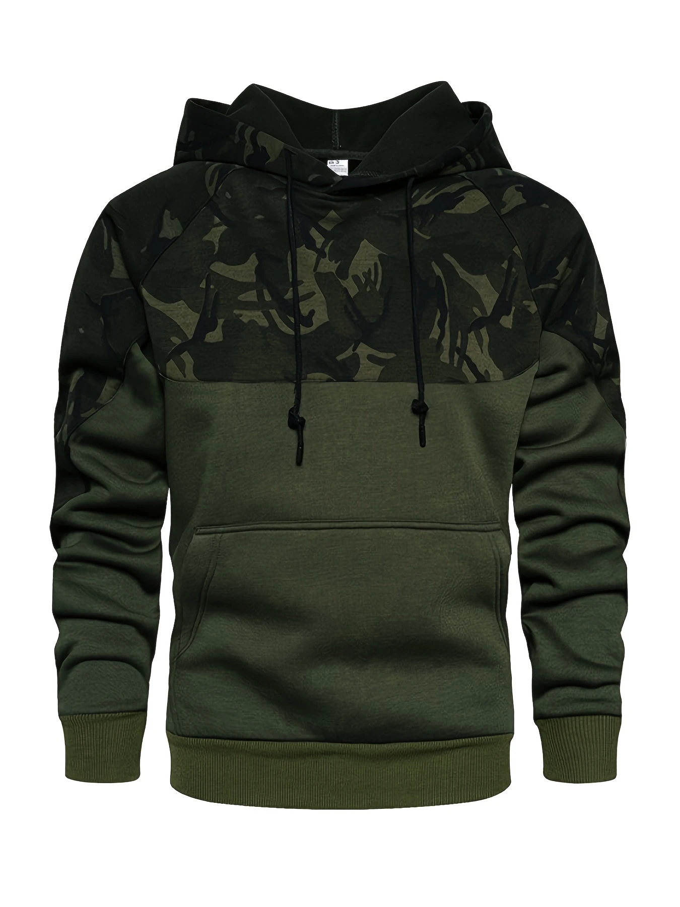 Bluza z kapturem w kamuflażu, fajne bluzy z kapturem dla mężczyzn, męska bluza z kapturem w stylu casual z blokami kolorów i kieszenią kangurową Streetwear dla W