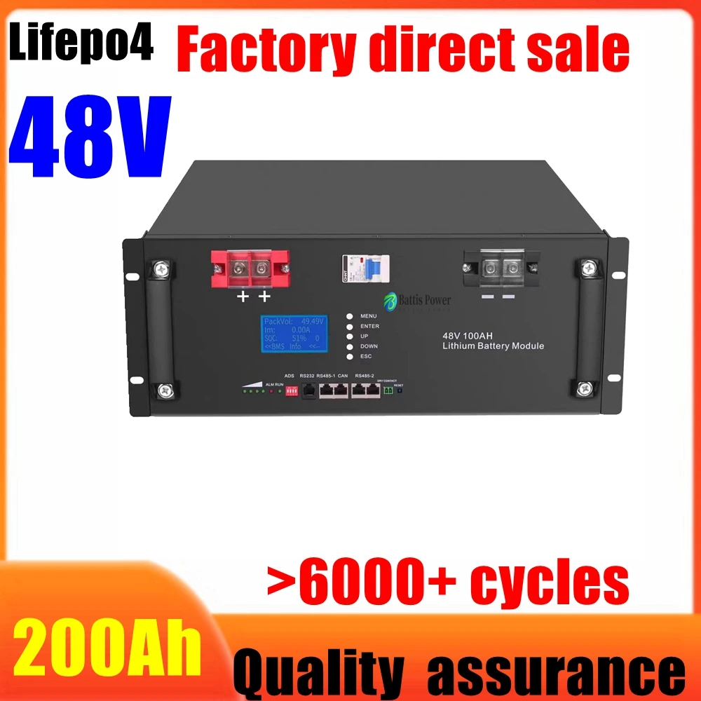 

LiFePO4 48V 200Ah Battery Pack 51.2V 100Ah 120Ah 50Ah Lithium Battery 6000+ Cycles for Home RV Solar Off-Grid 48V LiFePO4 NO Tax