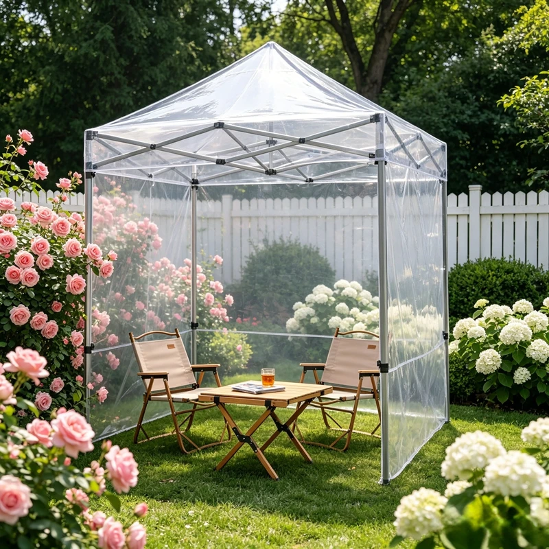 Clear Canopy Tent Cover Fully Transparent Tarpaulin for Stall Storage Waterproof Windproof Insulated Shelter No Frame