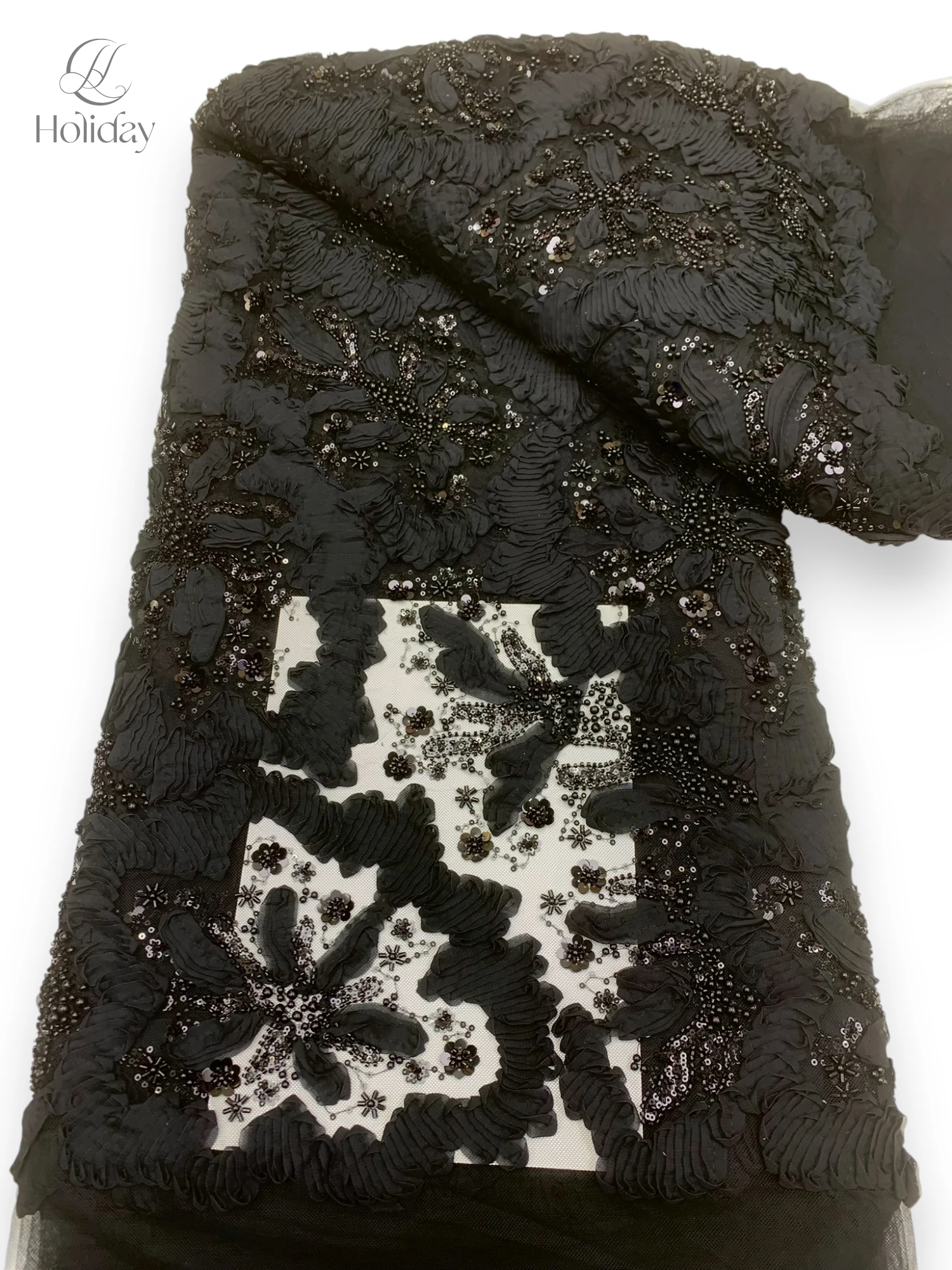 

2025 High-Quality Chiffon sequin fabric Chiffon lace fabric French Mesh Lace Fabric Beads African Lace fabrics for sewing