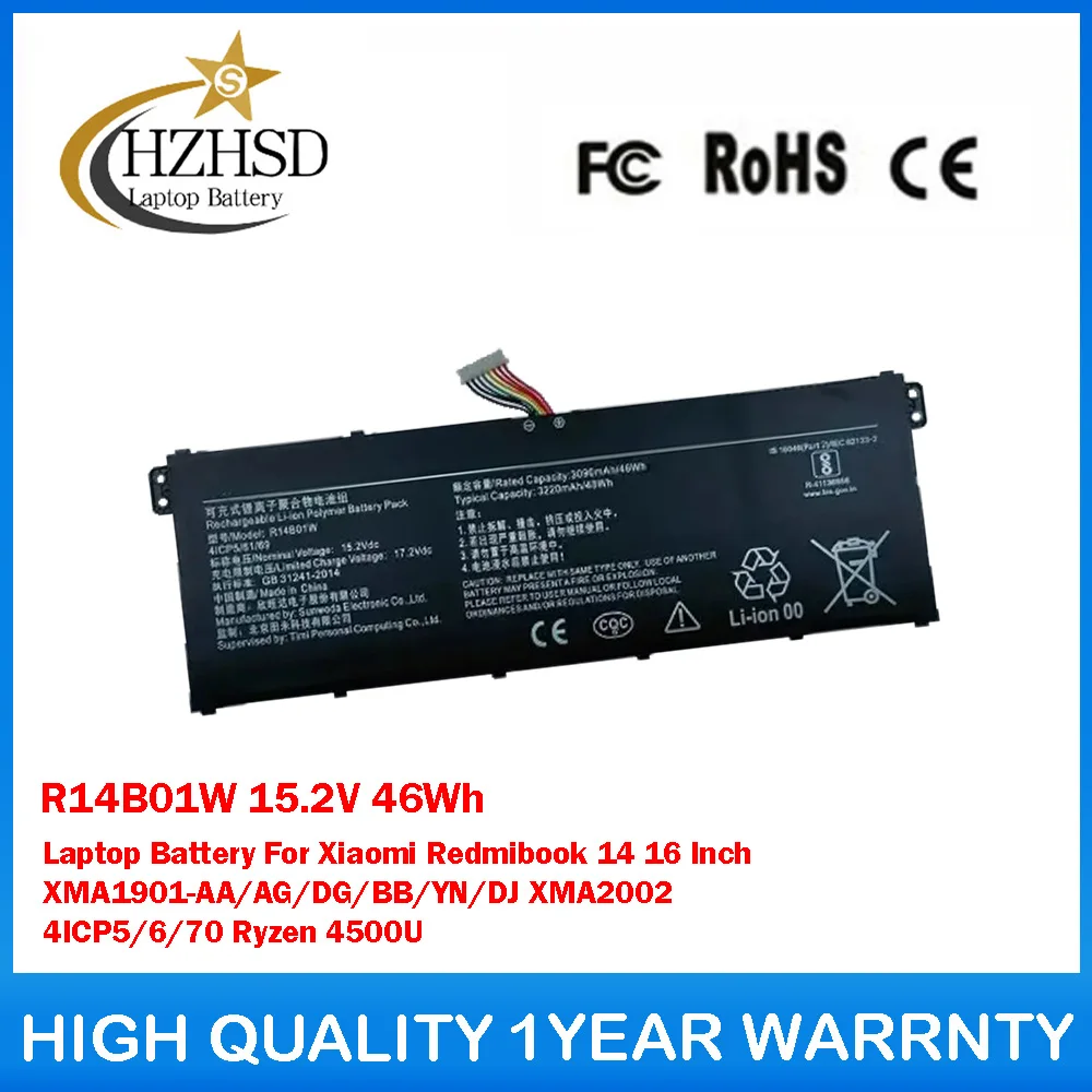 

R14B01W 15.2V 46Wh Laptop Battery For Xiaomi Redmibook 14 16 Inch XMA1901-AA/AG/DG/BB/YN/DJ XMA2002 4ICP5/6/70 Ryzen 4500U